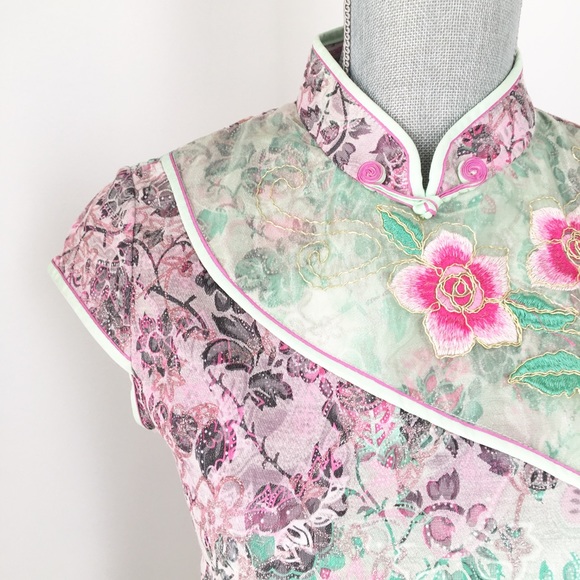 CHICBOMB Dresses & Skirts - JOY LUCK embroidered mini cheongsam dress